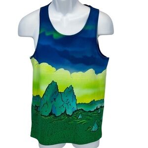 Marc by Marc Jacobs Mountain Scene Graphic Tank Top - Blue Green